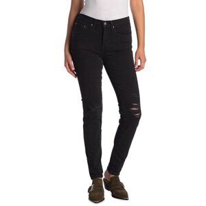 Frye Womens Black Mid Rise Distressed Ripped Melissa Skinny Jeans Sz 27 New